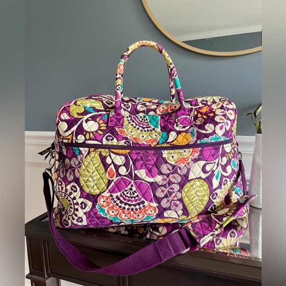 Vera Bradley Grand Traveler Large Duffle Bag- Plum Crazy - Picture 2 of 6